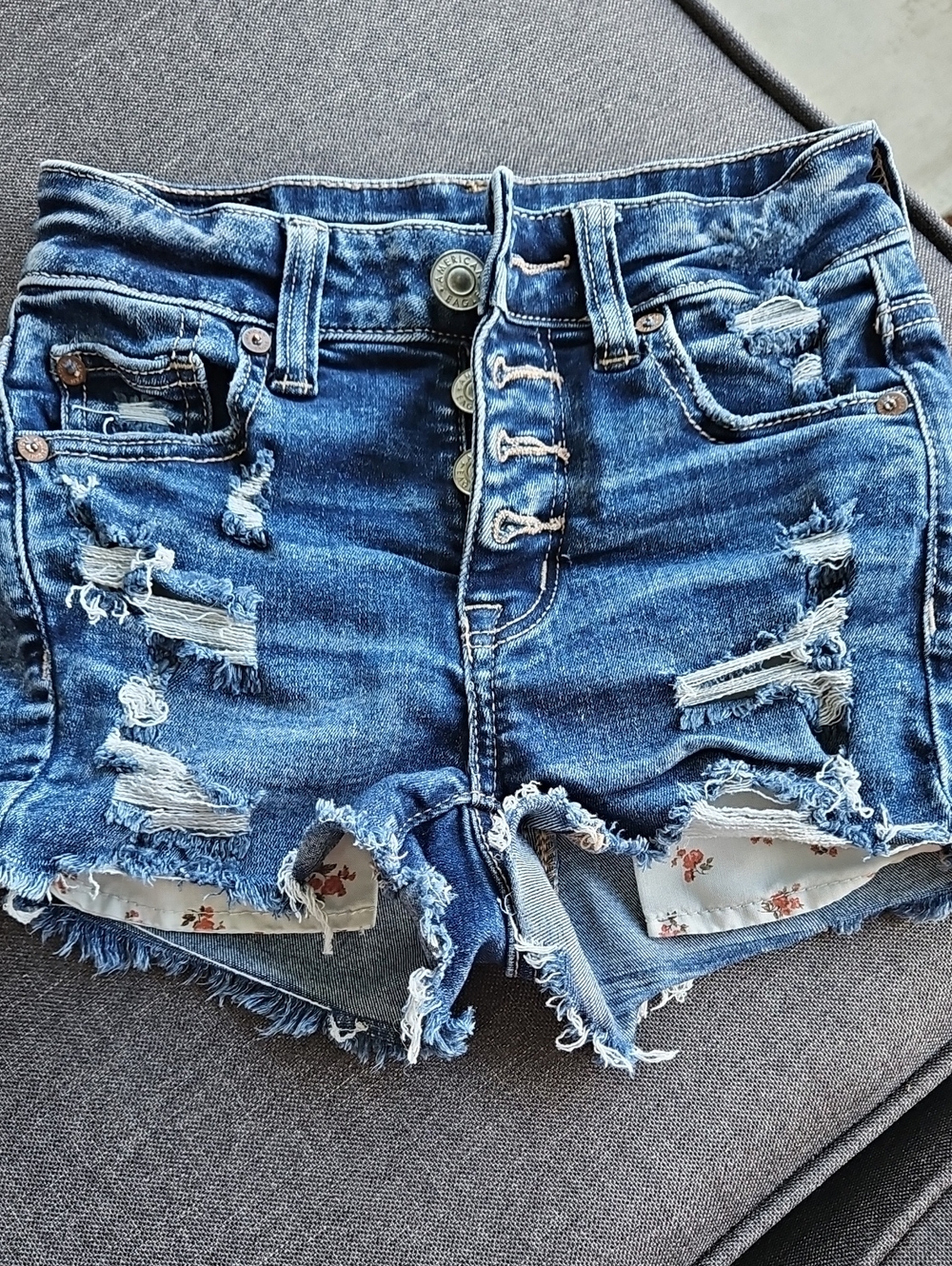 American Eagle Outfitters Distressed High-Rise Denim Shorts
